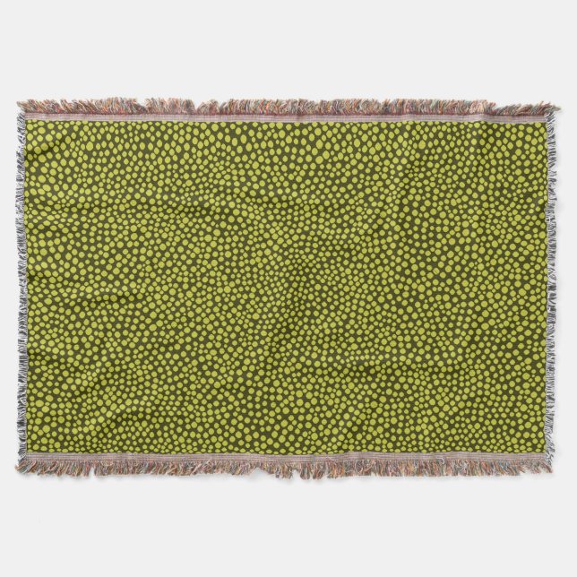 Random Spots - Banana Yellow on Dark Olive Throw Blanket (Front)