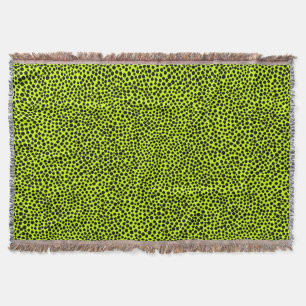 Random Spots - Black on Lime Green Throw Blanket