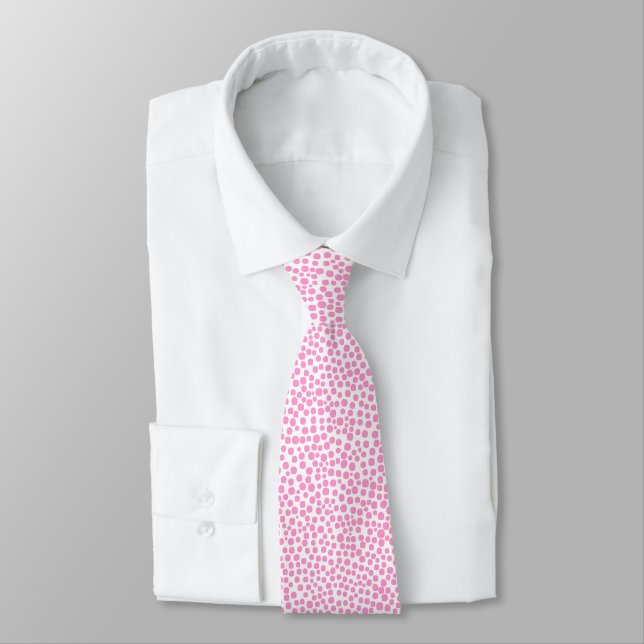 Random Spots - Pink on White Tie (Tied)