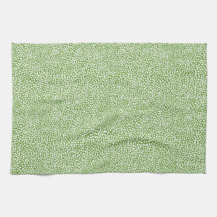 Random Spots - White on Avocado Green Kitchen Towel