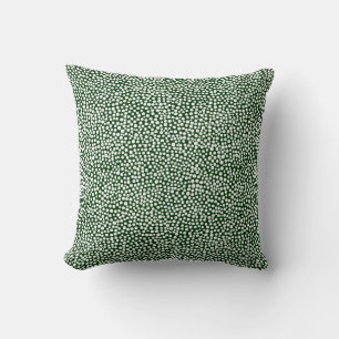 Random Spots - White on Dark Forest Green Throw Pillow