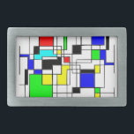 Random Squares Homage To Mondrian Belt Buckle<br><div class="desc">Geometric shapes inspired by the work of Piet Mondrian. Irregular lines forming squares and rectangles. Original decorative digital art.</div>