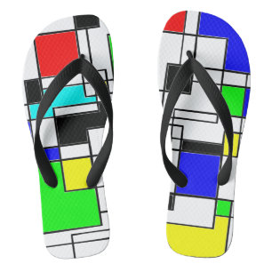 Random Squares Homage To Mondrian Flip Flops