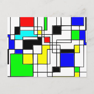 Random Squares Homage To Mondrian Postcard