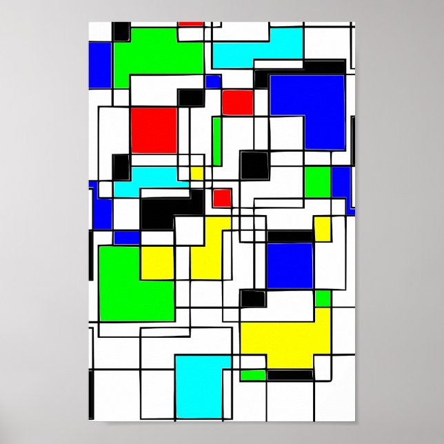 Random Squares Homage To Mondrian Poster (Front)