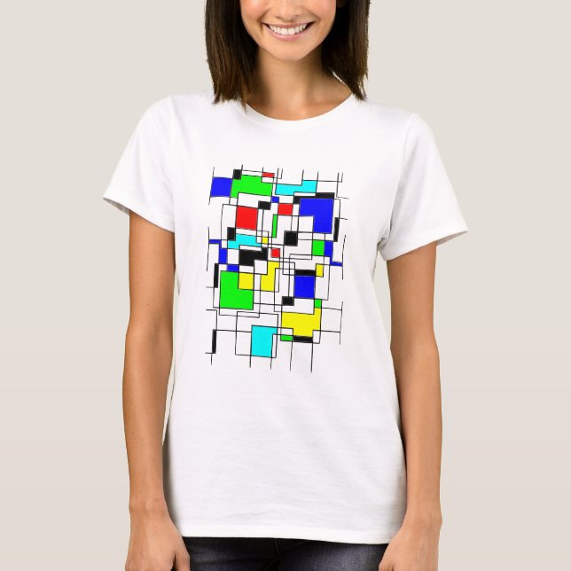 Random Squares Homage To Mondrian T-Shirt (Front)