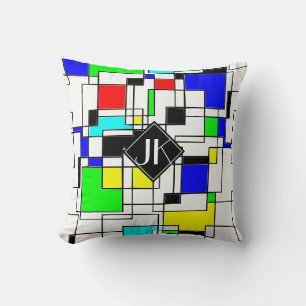 Random Squares Homage To Mondrian Throw Pillow