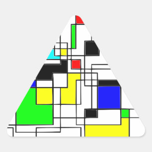 Random Squares Homage To Mondrian Triangle Sticker