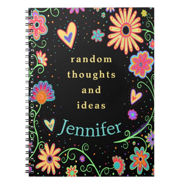 Random Thought and Ideas Floral Personalized Notebook (Front)