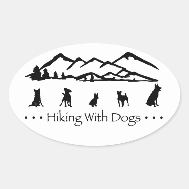 Randonnée Avec Chiens Sticker Oval (Devant)