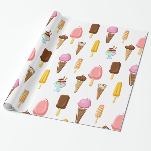 Range Of Ice Creams Wrapping Paper (Unrolled)