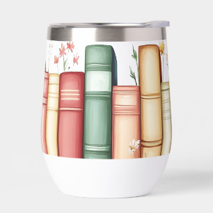 Rangée de livres, de fleurs, de papillons