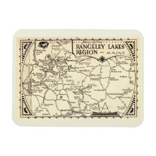 Rangeley Lakes Map, Maine Vintage Magnet