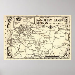 Rangeley Lakes Map Maine Vintage Poster