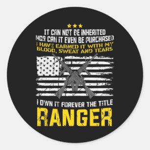 Ranger Military Design Classic Round Sticker