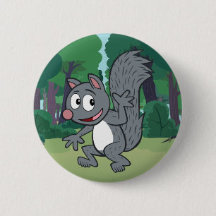 Ranger Rick Grey Squirrel Waving 2 Inch Round Button