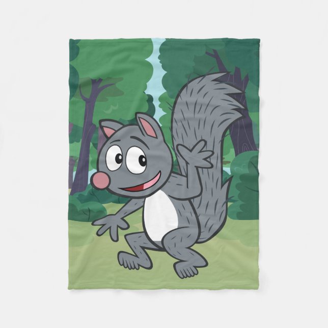 Ranger Rick | Grey Squirrel Waving Fleece Blanket (Front)