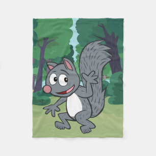 Ranger Rick Grey Squirrel Waving Fleece Blanket