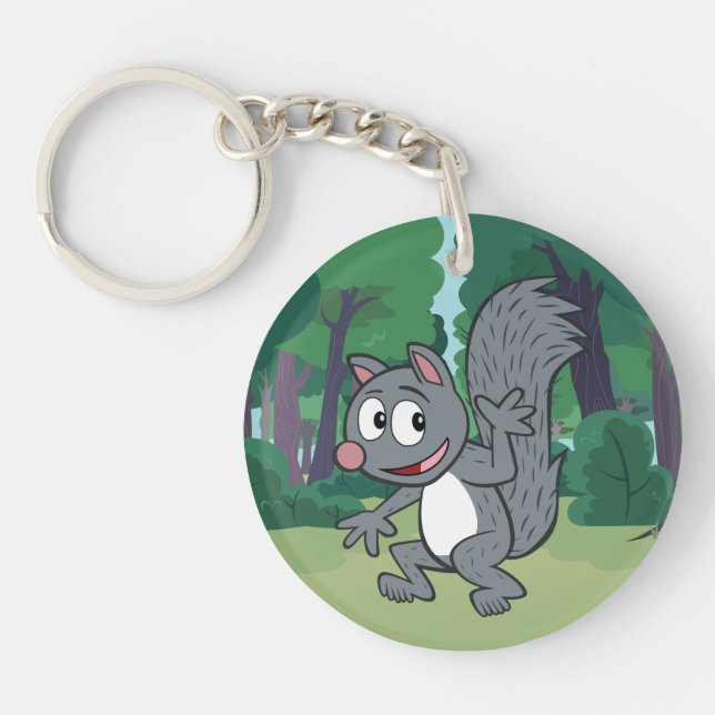 Ranger Rick | Grey Squirrel Waving Keychain (Front)