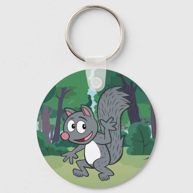 Ranger Rick | Grey Squirrel Waving Keychain (Front)