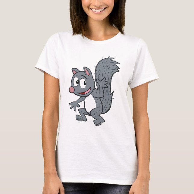 Ranger Rick | Grey Squirrel Waving T-Shirt (Front)