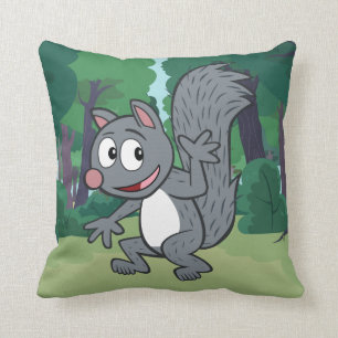 Ranger Rick Grey Squirrel Waving Throw Pillow