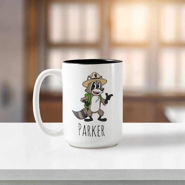 Ranger Rick | Ranger Rick Pointing Two-Tone Coffee Mug (Mug on counter)