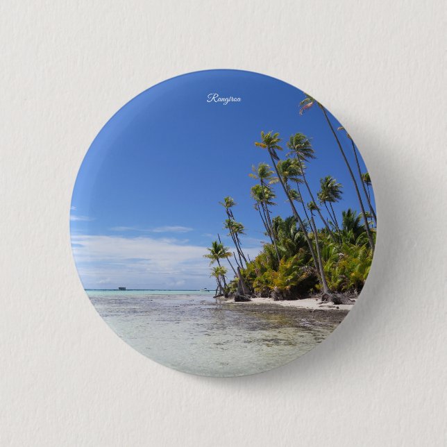 Rangiroa palm trees 2 inch round button (Front)