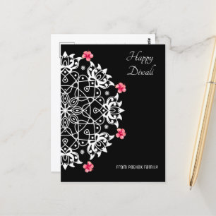 Rangoli blanc avec carte postale hibiscus