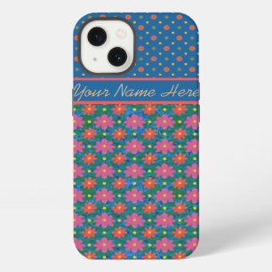 Rangoli Flowers Polka Dots on Blue iPad Mini Case