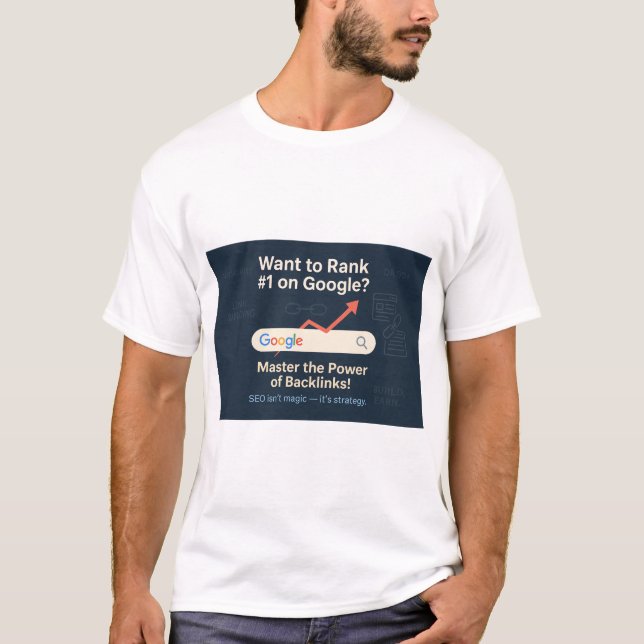 Rank #1 on Google – SEO Backlink Strategy Poster   T-Shirt (Front)