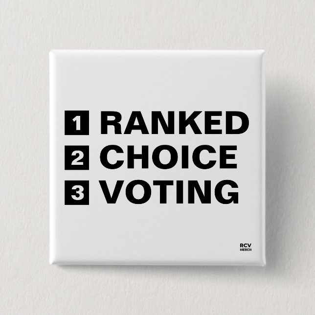 Ranked Choice Voting 123 2 Inch Square Button (Front)