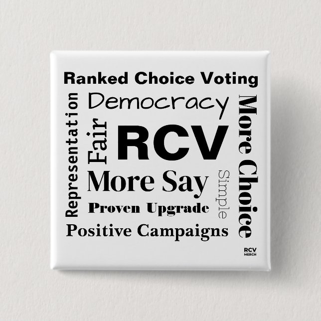 Ranked Choice Voting words 2 Inch Square Button (Front)