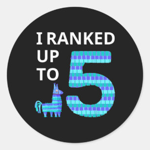 Ranked Up To 5 Birthday Video Game Llama Piñata Bi Classic Round Sticker