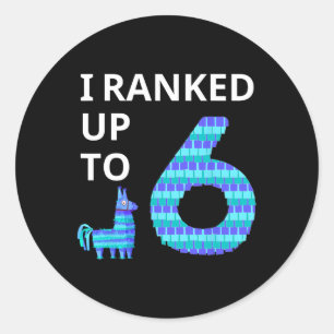 Ranked Up To 6 Birthday Video Game Llama Piñata Bi Classic Round Sticker