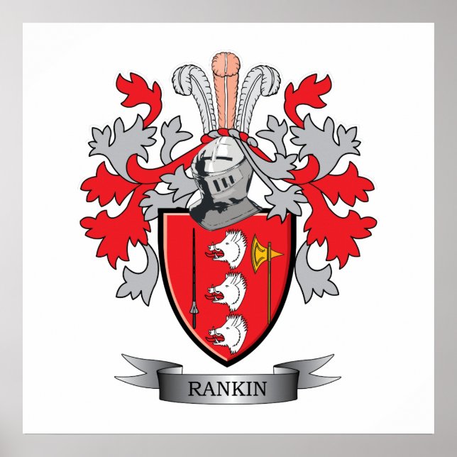 Rankin Family Crest Coat of Arms Poster (Front)