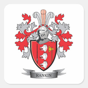Rankin Family Crest Coat of Arms Square Sticker