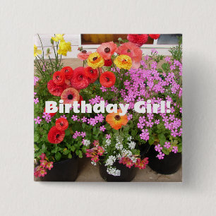 Rannunculus Spring Bulbs floral Flowers Flower 2 Inch Square Button