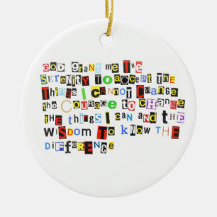 Ransom Note Serenity Prayer Ceramic Ornament