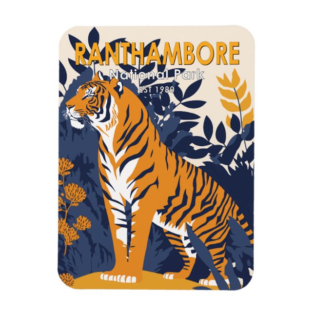 Ranthambore National Park India Vintage Magnet (Vertical)