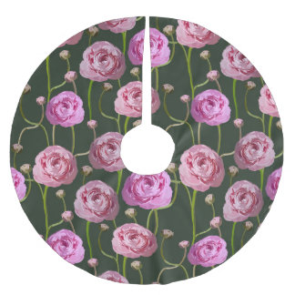 Ranuncula Floral Background Design Brushed Polyester Tree Skirt