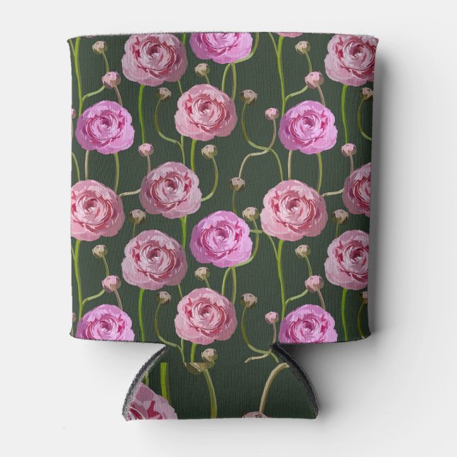 Ranuncula Floral Background Design Can Cooler (Front)