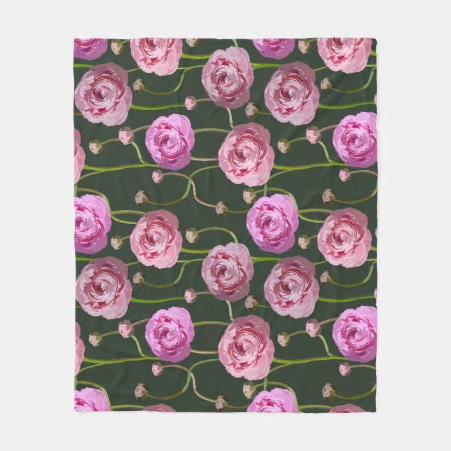Ranuncula Floral Background Design Fleece Blanket (Front)