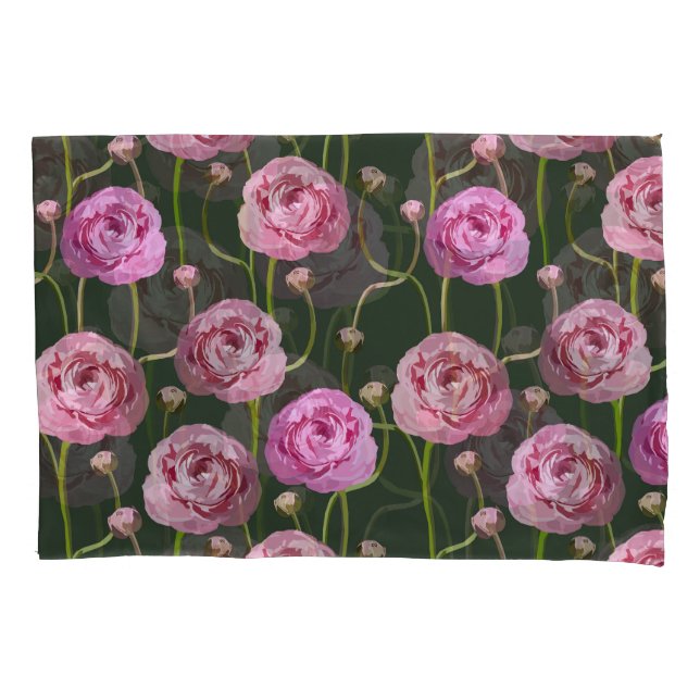 Ranuncula Floral Background Design Pillowcase (Front)
