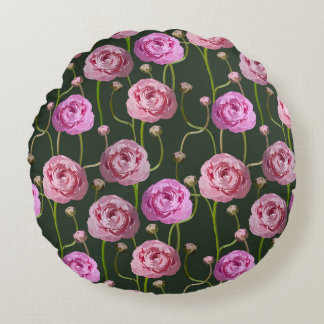 Ranuncula Floral Background Design Round Pillow