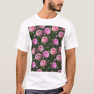 Ranuncula Floral Background Design T-Shirt