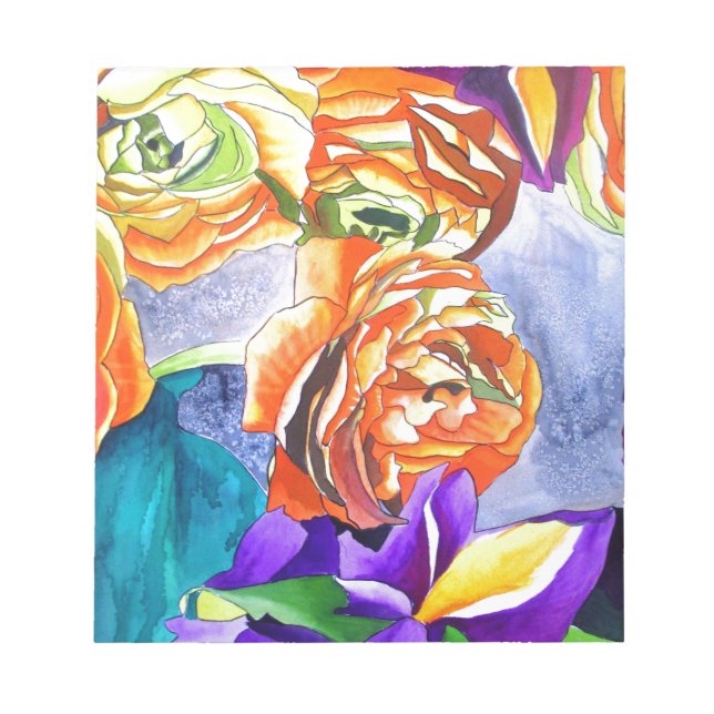 Ranunculus and Iris watercolour art Notepad (Front)