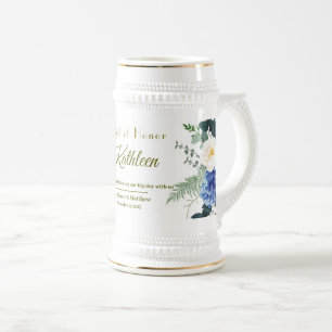 Ranunculus Anemone Blue Rose Maid of Honour Favour Beer Stein