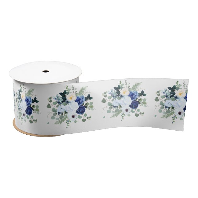 Ranunculus Anemone Hydrangea Rose White background Satin Ribbon (Spool)