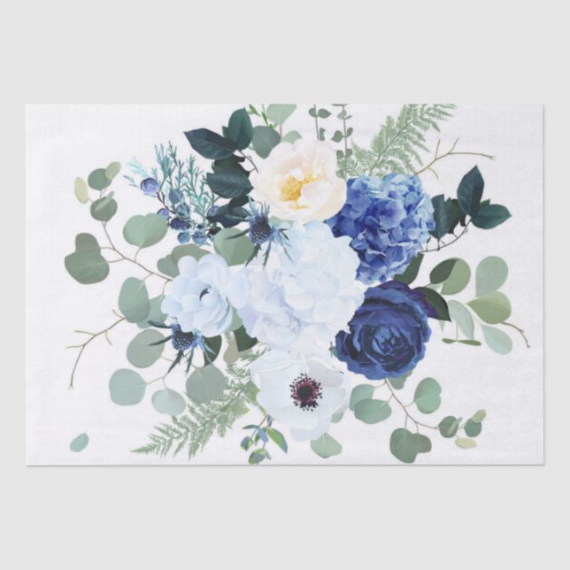 Ranunculus Anemone Hydrangea Rose White background Tissue Paper (Front)